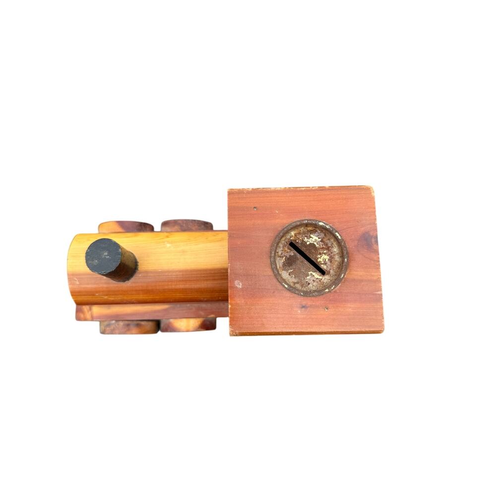 🚂 Branson MO Wooden Train Coin Bank Vintage Souvenir Rustic Log Cabin Style - Picture 2 of 4